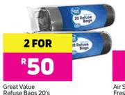 Great Value Refuse Bags-2 x 20's