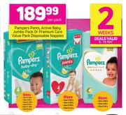 Pampers Pants,Active Baby Jumbo Pack Or Premium Care Value Pack Disposable Nappies-Per Pack