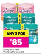Always Ultra Pads Assorted-3 x 14's/16's/20's 