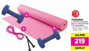 Trojan 2 x Soft Touch Dumbbell-2Kg Plus 3mm Yoga Mat Plus Speed Rope-All For