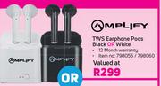 Amplify TWS Earphone Pods Black Or White