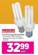 Eurolux 11W CFL Energy Saving Globe-Each