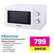 Hisense 20Ltr Manual Microwave Oven White H20MOWH