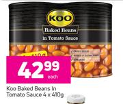 Koo Baked Beans In Tomato Sauce-4x410g Each