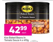 Koo Baked Beans In Tomato Sauce-4x410g Each