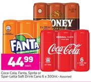 Coca Cola, Fanta, Sprite Or Spar-Letta Soft Drink Can Assorted-6x300ml Each