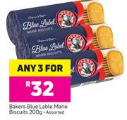 Bakers Blue Label Marie Biscuits Assorted-For Any 3x200g