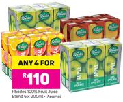 Rhodes 100% Fruit Juice Blend Assorted-For Any 4 x 6x200ml