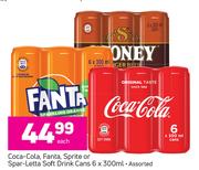 Coca-Cola, Fanta, Sprite Or Spar-Letta Soft Drink Cans-6x300ml Each