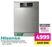 Hisense 14 Place Silver Dishwasher H14DSS
