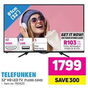 Telefunken 32" HD LED TV TLEDD-32HD
