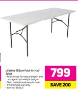 Lifetime 183cm Fold In Half Table