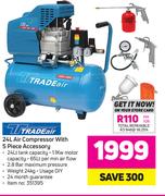 Tradeair 24Ltr Air Compressor With 5 Piece Accessory