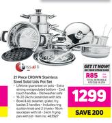 Tissolli 21 Piece Crown Stainless Steel Solid Lids Pot Set