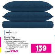Mainstays Double Fitted Microfiber Sheeting-137 x 188 x 30cm Per Set