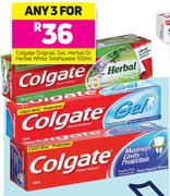 Colgate Original, Gel, Herbal Or Herbal White Toothpast-Any 3 x 100ml