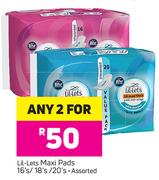 Lil-Lets Maxi Pads Assorted 16's/18's/20's-For Any 2 Per Pack