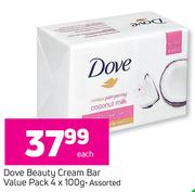 Dove Beauty Cream Bar Value Pack-4 x 100g
