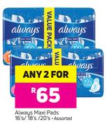 Always Maxi Pads Assorted 16's/18's/20's-For Any 2