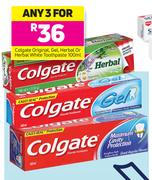 Colgate Original, Gel, Herbal Or Herbal White Toothpaste-3 x 100ml