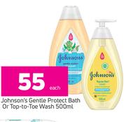 Johnson's Gentle Protect Bath Or Top-To-Toe Wash-500ml Each