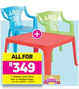 Junior Sunny 1xKiddies Large Table And 2xKiddies Chairs-For All