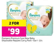 Pampers Premium Care New Baby Disposable Nappies Carry Pack-For 2
