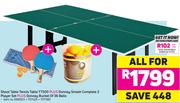 Shoot Table Tennis Table Plus Donnay Smash Complete 2 Player Set Plus Donnay Bucket Of 36 Balls-All 