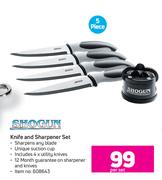 Shogun Knife And Sharpener Set- 5Piece Per Set