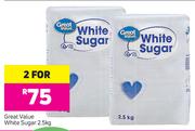 Great Value White Sugar-2 x 2.5Kg