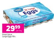 Great Value Large Eggs-18's Per Tray