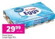 Great Value Large Eggs-18's Per Tray