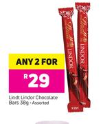 Lindt Lindor Chocolate Bars-Any 2 x 38g