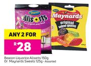 Beacon Liquorice Allsorts-150g Or Maynards Sweets Assorted-125g-For 2