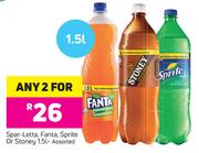 Spar-Letta, Fanta, Sprite Or Stoney Assorted-2 x 1.5Ltr