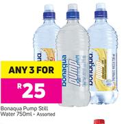 Bonaqua Pump Still Water Assorted-3 x 750ml