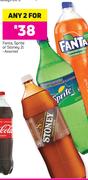 Fanta, Sprite Or Stoney Assorted-2 x 2Ltr