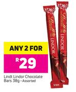 Lindt Lindor Chocolate Bars Assorted-2 x 38g