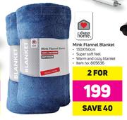 Always Home Mink Flannel Blanket 130 x 150cm-For 2