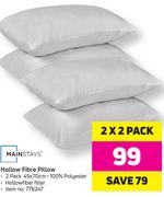 Mainstays Hollow Fibre Pillow 2 Pack-45 x 70cm