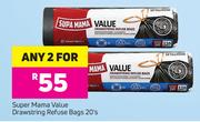 Super Mama Value Drawstring Refuse Bags-2 x 20's