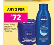Nivea Body Cream Or Lotion-For Any 2x400ml