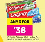 Colgate Original, Gel, Herbal Or Herbal White Toothpaste-For Any 3x100ml