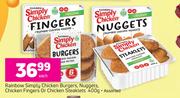 Rainbow Simply Chicken Burgers, Nuggets, Chicken Fingers Or Chicken Steaklets-400g Each