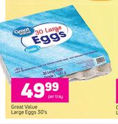 Great Value Large Eggs-30's Per Tray