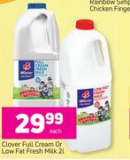 Clover Full Cream Or Low Fat Fresh Milk-2Ltr Each