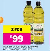 Olivita Premium Blend Sunflower And Extra Virgin Olive Oil-2 x 1Ltr