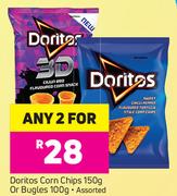 Doritos Corn Chips-150g Or Bugles Assorted-100g-For 2