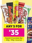 Nestle Chocolate Bar Assorted-5 x 40g-55g