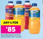 Hall's Blended Fruit Drink Concentrate-For Any 4x1.25Ltr